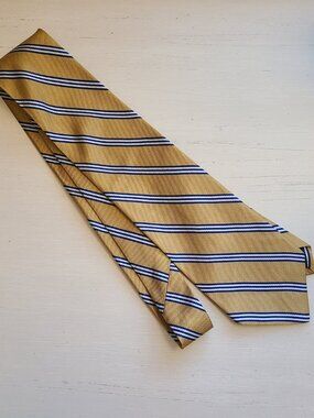 Vintage Brooks Brothers Makers Silk Tie Yellow Striped Woven in England Made USA